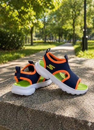 Детские сандалии skechers оригинал черные с оранжевым размером