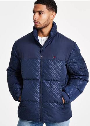 Мужская стеганая куртка tommy hilfiger premium class с фирменным принтом