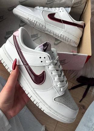 Женские кроссовки nike sb dunk кожа белые