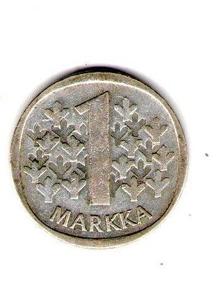 Финляндия δ республика финляндия (suomi) 1 марка, 1965 год серебро 0.350, 6.4g, ø 24mm no1979