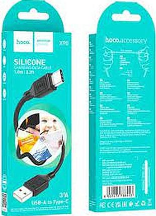 Заряднее устройство адаптер для мобильного телефона кабель usb c 3a (1m) hoco x90 cool silicone black