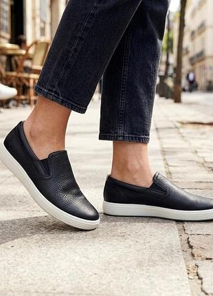 Жіночі шкіряні чорні сліпони ecco soft 7, 38р.