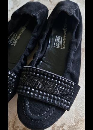 Черные кожаные замшевые балетки с камнями сваровски swarovski kennel &amp; schmenger 37