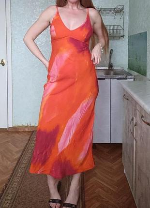 Платье миди asos design 100% вискоза омбре заката - размер s