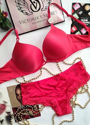 Розовый комплект белья набор bombshell 34c 75c 80b s victoria's secret