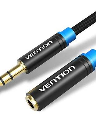 Аудіокабель vention aux 3.5mm f to 3.5mm m trs mini jack 2m black vab-b06-b200-m