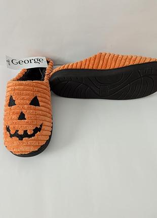 Шльопанці чоловічі george,тапочки,фліс,помаранчеві,з малюнком,вишиті,малюнок,на флісі,хеловін,вишивка,велюрові,демісезон,джордж