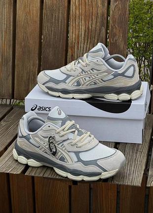 Кроссовки мужские asics gel nyc, светлые серые демисезонные весна-лето-осень кожа текстиль размер 41-45 новые 108-2