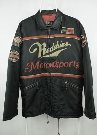 Редкая винтажная куртка redskins motorsports riders nylon leather jacket