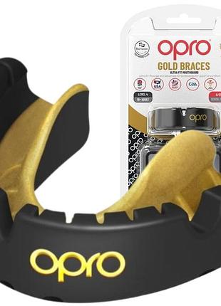 Капа opro gold braces под брекеты взрослая (вик 11+) blackl/gold (art.102506001)