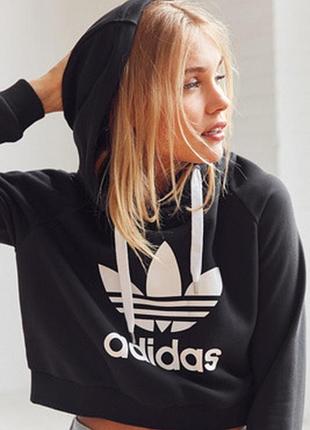 Жіноче укорочене худі adidas originals чорного кольору розмір xs - s