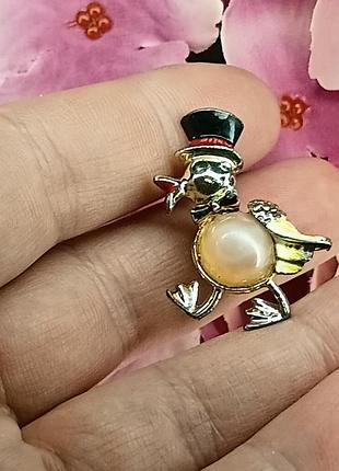 Утка, гуся, брош,jelly belly люцит, винтаж 50х,, эмаль, немного потертости, 3,3см