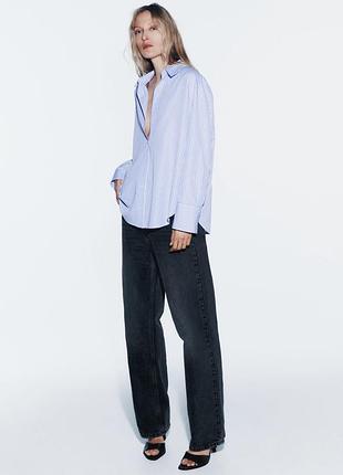 Льняная рубашка в полоску zara