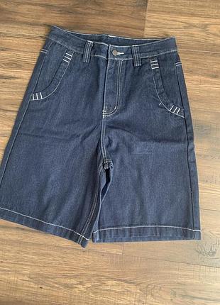 Джинсові шорти jorts y2k baggy в стилі карго з білою строчкою