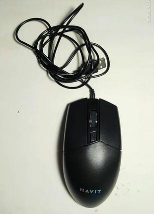 Мышка компьютерная черная проводная, симметричная гладкая, havit ms71 usb 2025 корея