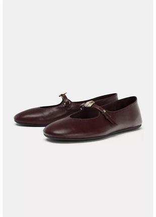 Балетки zara бордові, балетки бургунді