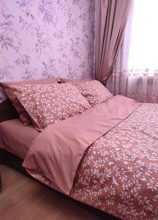 Постель двуспальный 100% хлопок терракотовое постельное белье