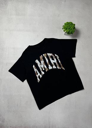 Футболка чорна amiri big logo baggy