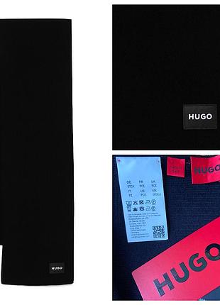 Новий чорний шарф унісекс 100% бавовна від бренду hugo boss італія