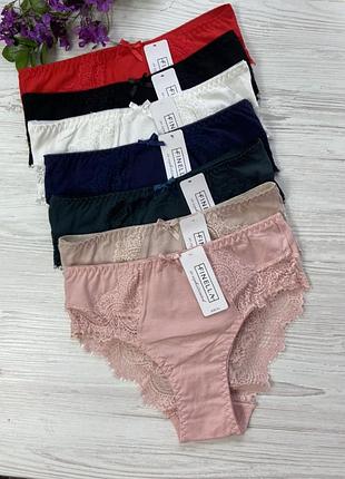 Трусики жіночі з бавовни декоровані мереживом від бренду  finella 90790🎀
