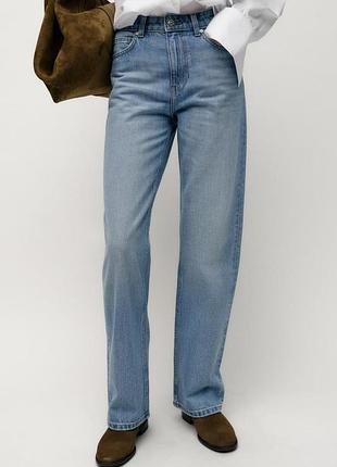 Джинси z1975 straight з високою посадкою zara 36 розмір s high rise regular leg long length rigid