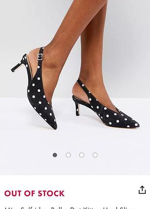 Туфли в горох miss selfridge kitten heel 39