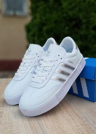 Adidas samba белые с серебром