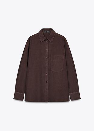 Zara шоколадна сорочка з кишенею