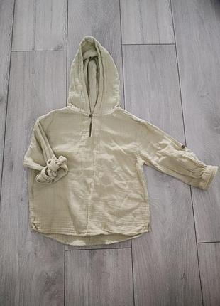 Дитяча муслінова туніка сорочка з капюшоном zara kids на вік 2-3 роки