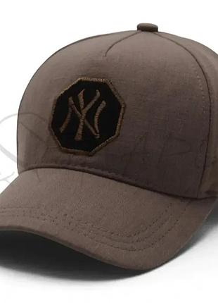 Бейсболка летняя льняная кепка брендовая на регуляторе размера ny blh25809 капучино