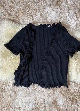 Топ чорний в рубчик zara