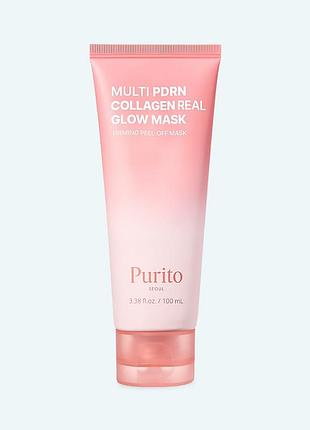 Маска-пленка для упругости кожи лица purito multi pdrn collagen real glow mask
