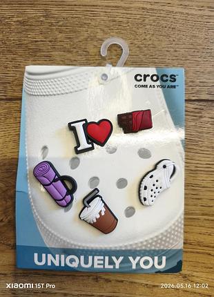 Crocs uniquely джибитс  you i heart 3 chocolate bar drink jibbitz charms, 5 штук.