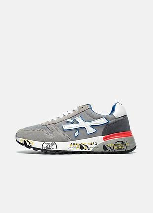 👟 кроссовки premiata mick grey white blue red / наложка bs👟