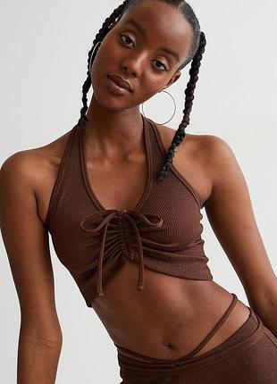 Топ h&m, шоколадний топ , коричневий топ , топ с затяжкою