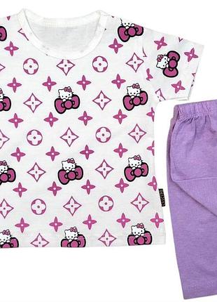 Комплект для девочки футболка и лосины принт hello kitty 80-86 фиолетовый