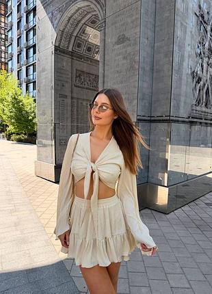 Жіночий костюм топ та спідниця-шорти