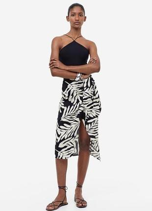 H&m спідниця міді з міксу льону р.38