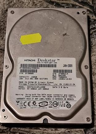 13% (h2testw ок) hdd 3.5 160 гб hitachi deskstar 7200 rpm 45.4/58.5 hds721616pla380 жорсткий диск хітачі