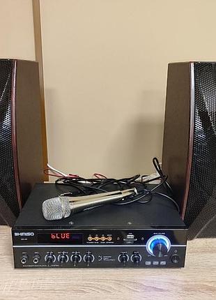 Кароке система: підсилювач+2 колонки kimiso qs-a8 bt з дротовим мікрофоном) (6.5'bass/10w) hp227