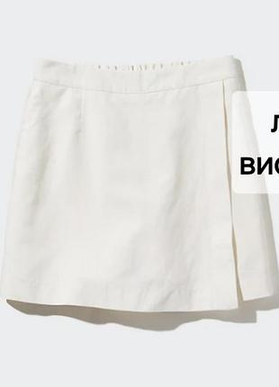 Спідниця шорти на гумці з кишенями, із суміші льону з віскозою, oysho