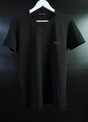 Чоловіча чорна футболка оригінал emporio armani underwear red logo crew neck t-shirt | size l/xl