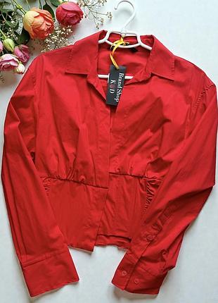 Червона блуза-сорочка з корсетним акцентом zara ❤️