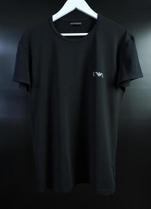 Чоловіча чорна футболка оригінал emporio armani underwear light silver logo crew neck t-shirt