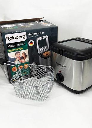 Фритюрниця для дому rainberg rb-2219 з терморегулятором та знімною чашею електрофритюрниця міні фритюрниця zs-50