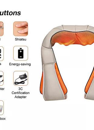 Массажные подушки massager of neck, массажная подушка для дома и для автомобиля, массажер-подушка au-90