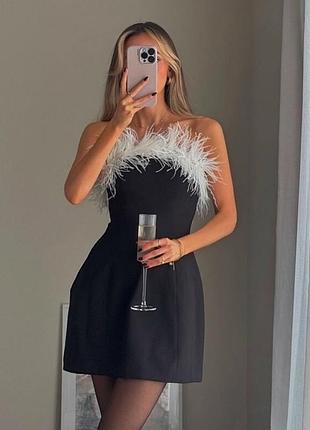 Zara сукня бандо з баскою та пірʼєвим оздобленням