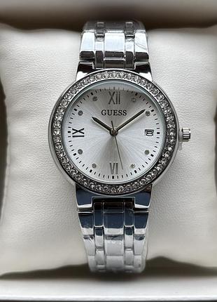 Топ! жіночий годинник guess на браслеті срібного кольору