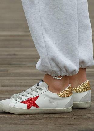 Golden goose white burgundy