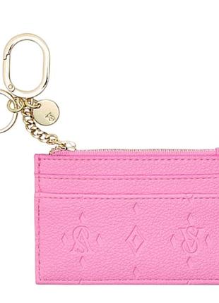 Візитниця victoria's secret classic card case keychain pink foyard рожева в смужку